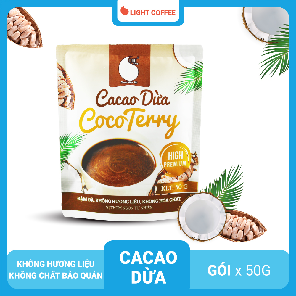 Bột Cacao Sữa Dừa đậm đà , thơm ngon , đậm vị cacao , béo vị dừa , đặc biệt không hương liệu , an toàn cho sức khỏe , gói 50G tiện lợi