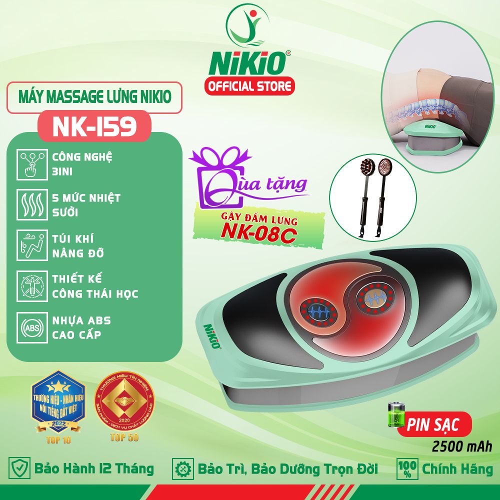 Máy massage lưng cột sống đa năng Nikio NK-159 - Giải pháp hỗ trợ giảm đau nhức mỏi lưng