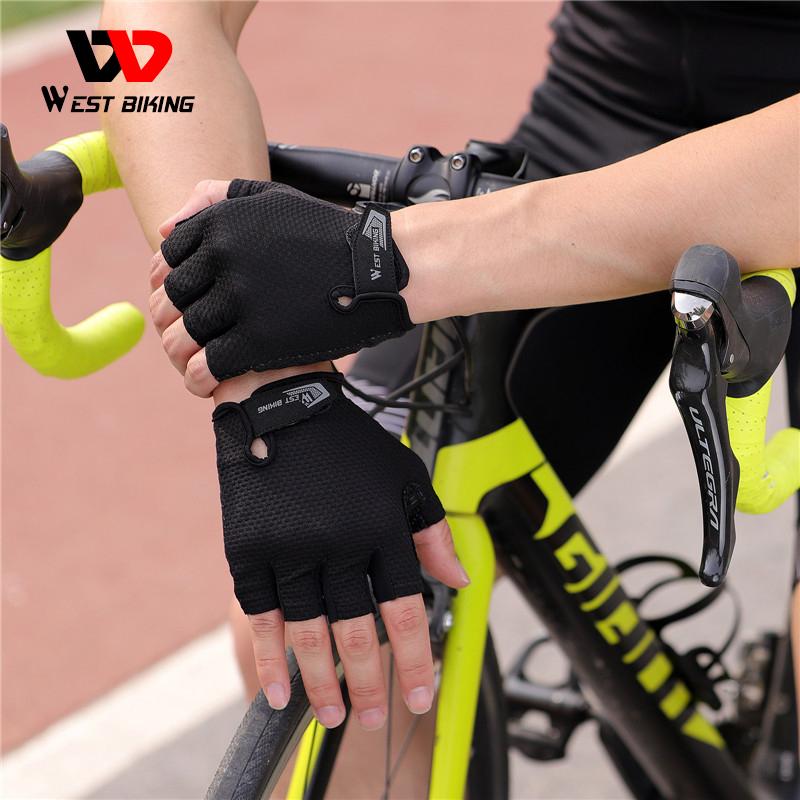 WEST BIKING Găng Tay Xe Đạp Mùa Hè Chống Sốc Làm Dày Miếng Lót Ngón Găng Tay Xe Đạp Cho Thể Thao Đi Bộ Đường Dài MTB Xe Máy Xe Đạp Găng Tay Color: 218 Black Size: XL