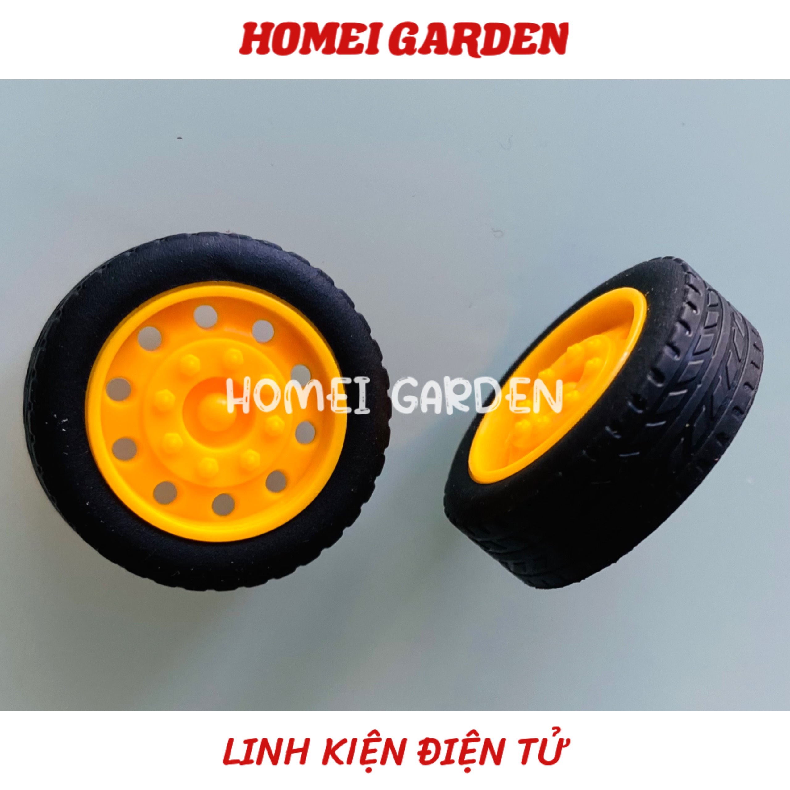 Bánh xe mini vỏ cao su 27mm trục 2mm làm xe mô hình DIY đồ chơi - HM0051