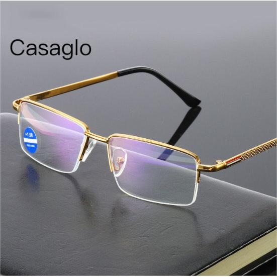 Kính lão thị viễn thị TITAN thể thao gọng màu vàng gold doanh nhân KV5PUNIQUI nửa viền cao cấp tặng hộp và khăn