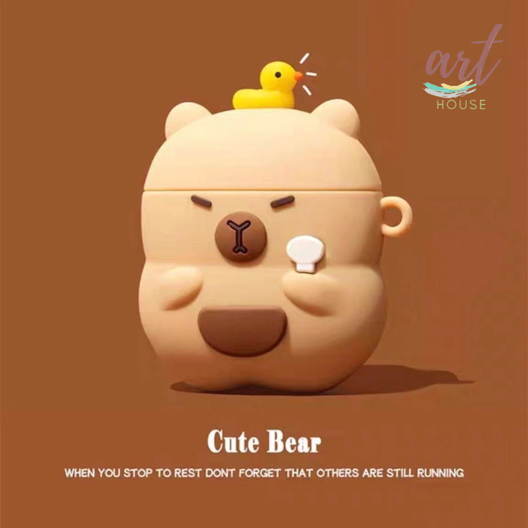 Ốp Case dành cho Airpods 1,2/ Airpods Pro/ Airpods Pro 2/ Airpods 3/  Hình Capybara đội Vịt_ Hàng chính hãng