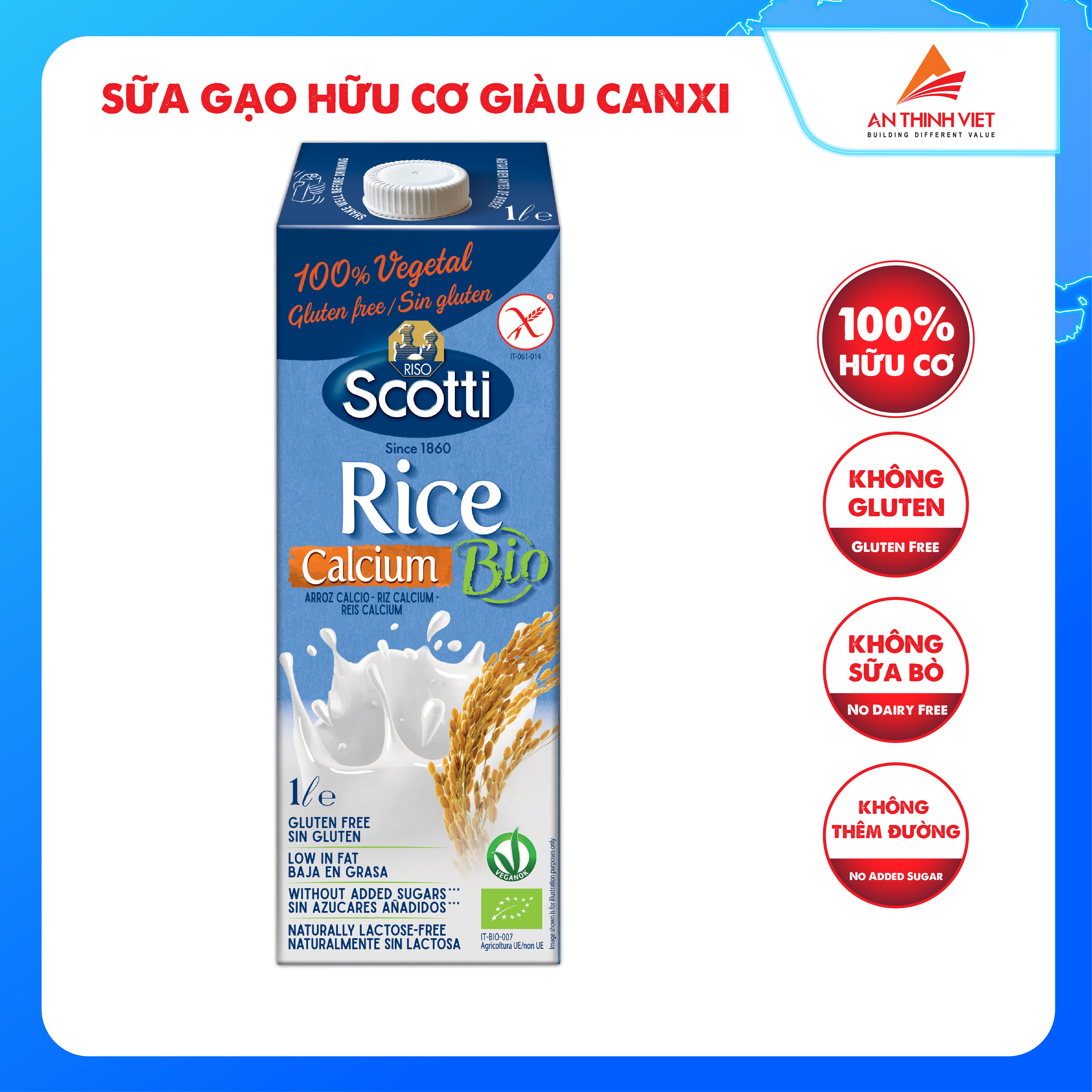 Nước Gạo Bổ Sung Canxi Riso Scotti 1L