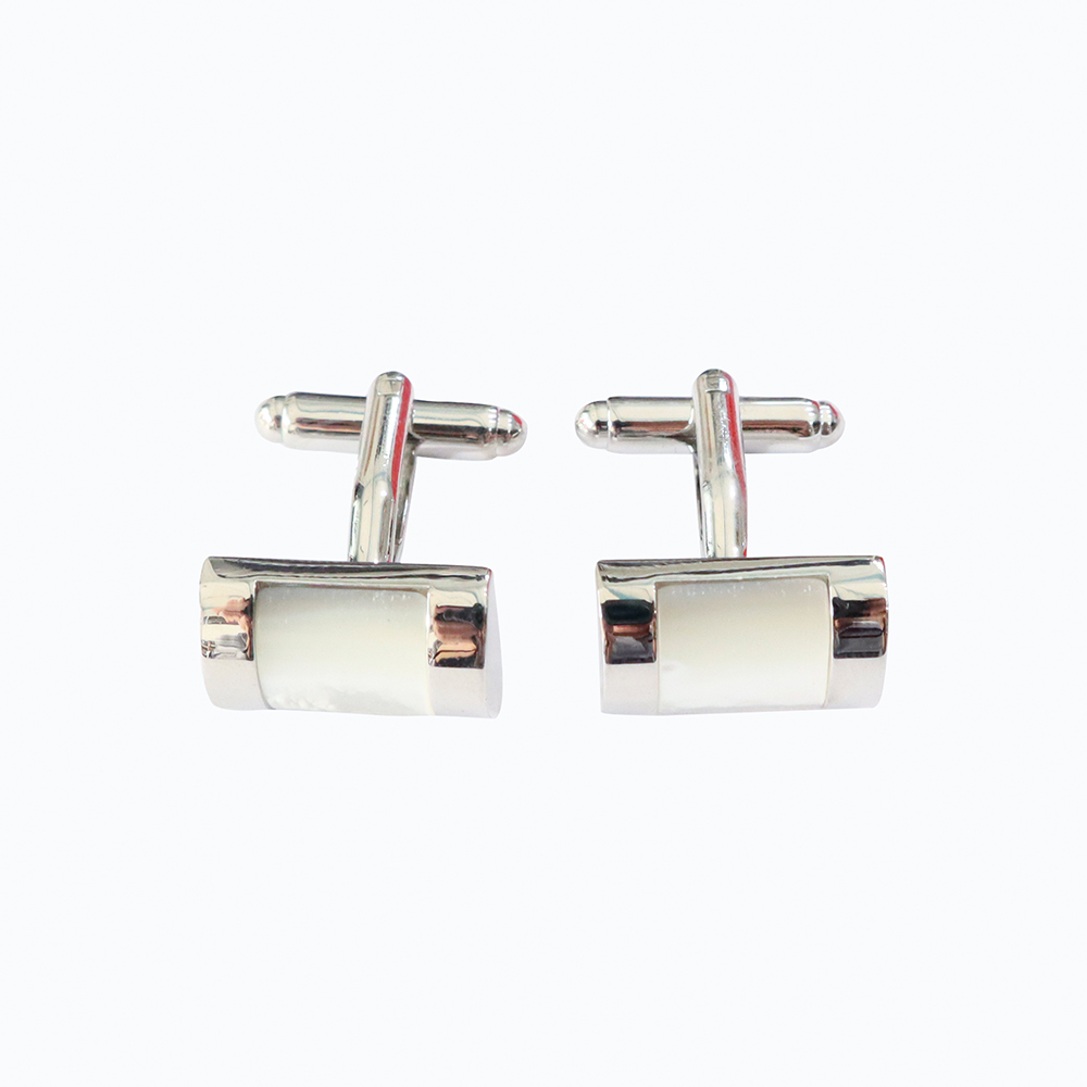Khuy măng set, cufflinks măng set-Khuy măng set cài áo cho nam  màu trắng kim BMSTK002