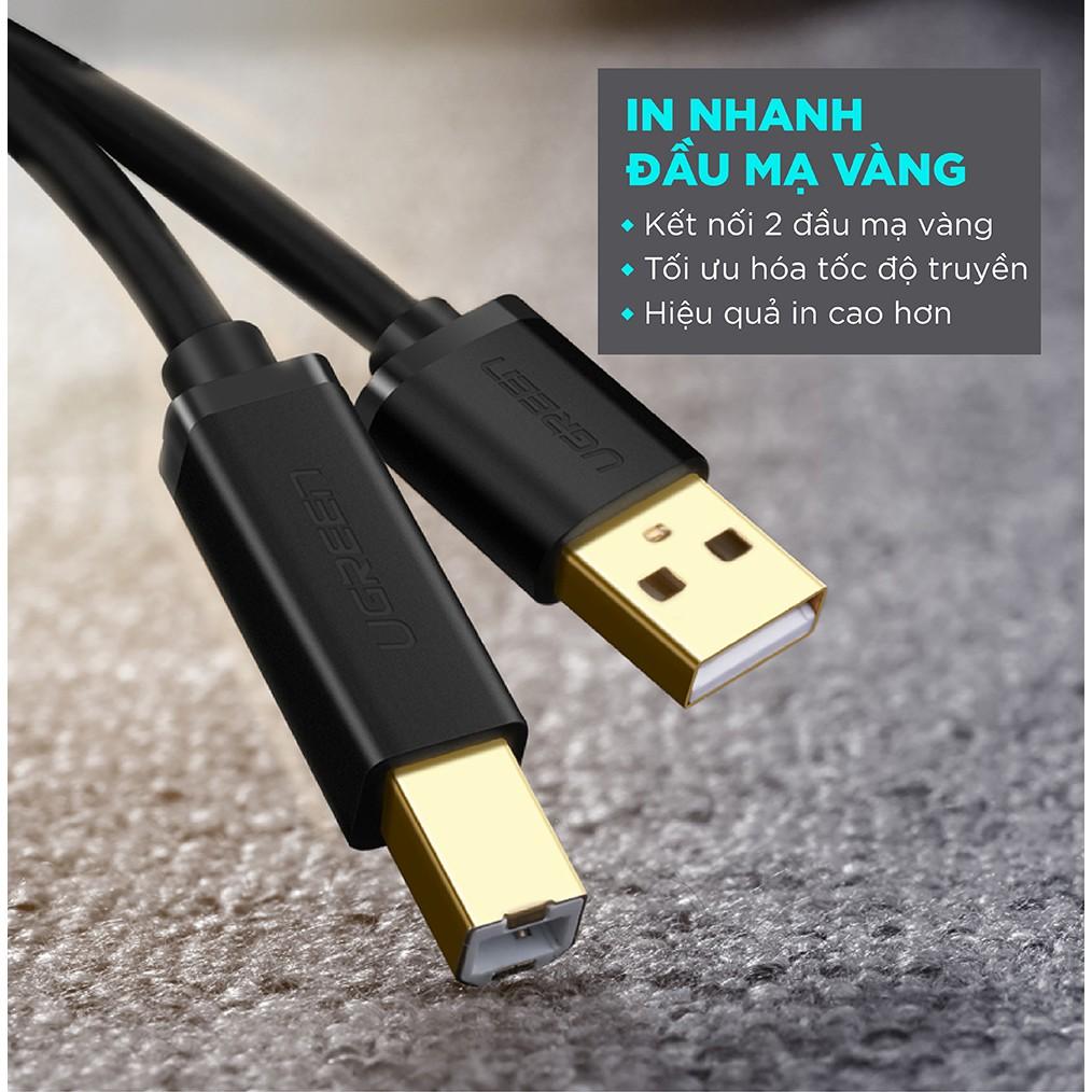 Dây máy in USB 2.0 chuẩn A đực sang chuẩn B đực độ dài từ 1-5m UGREEN US135 - Hàng Chính hãng