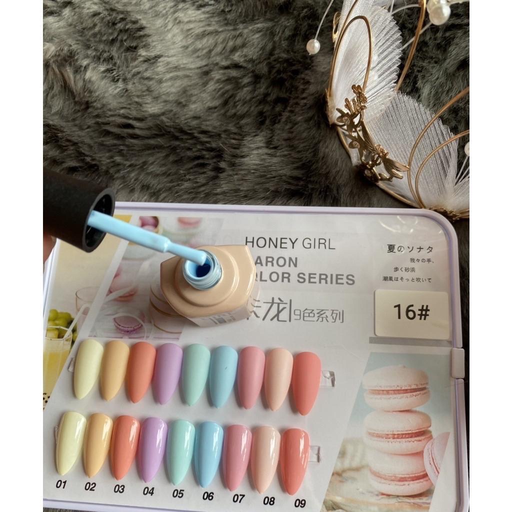 Set Sơn Gel HONEY GIRL 9 Màu Tông Pastel Mùa Hè Tặng Kèm Bảng Màu Cao Cấp 15ml, Đậm Đặc Lên Móng Màu Chuẩn Bóng Bền Women
