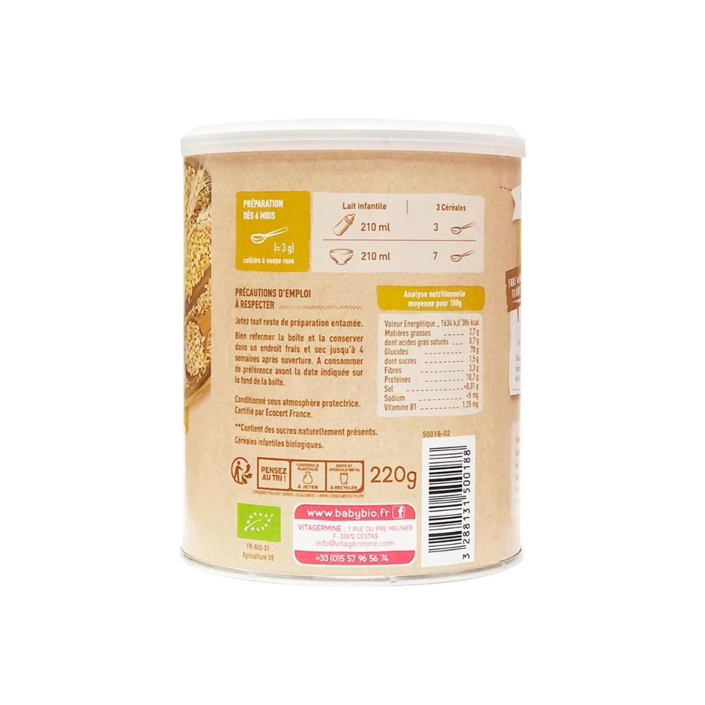 [Date 09/2024] Thực phẩm bổ sung bột ăn dặm pha sữa hữu cơ vị vani bổ sung vitamin B1 Babybio 220g (≥ 6 tháng), Thực phẩm cho bé (từ 6 tháng)
