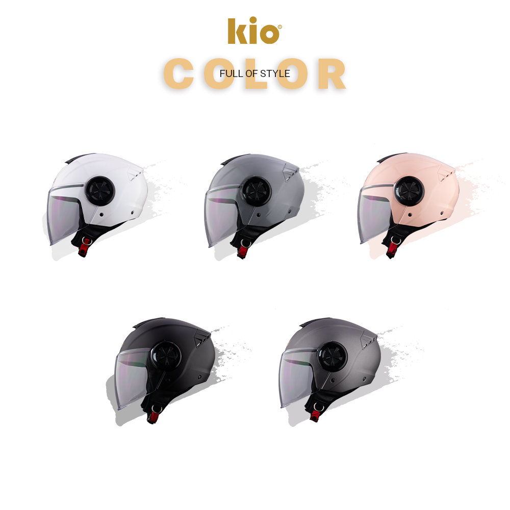 Mũ Bảo Hiểm 3/4 Kio SafeStyle Metro KN06K, Kính Dài Phủ Nano Chống Tia UV, Thông Gió Thoáng Khí - Hồng Sữa (bóng)