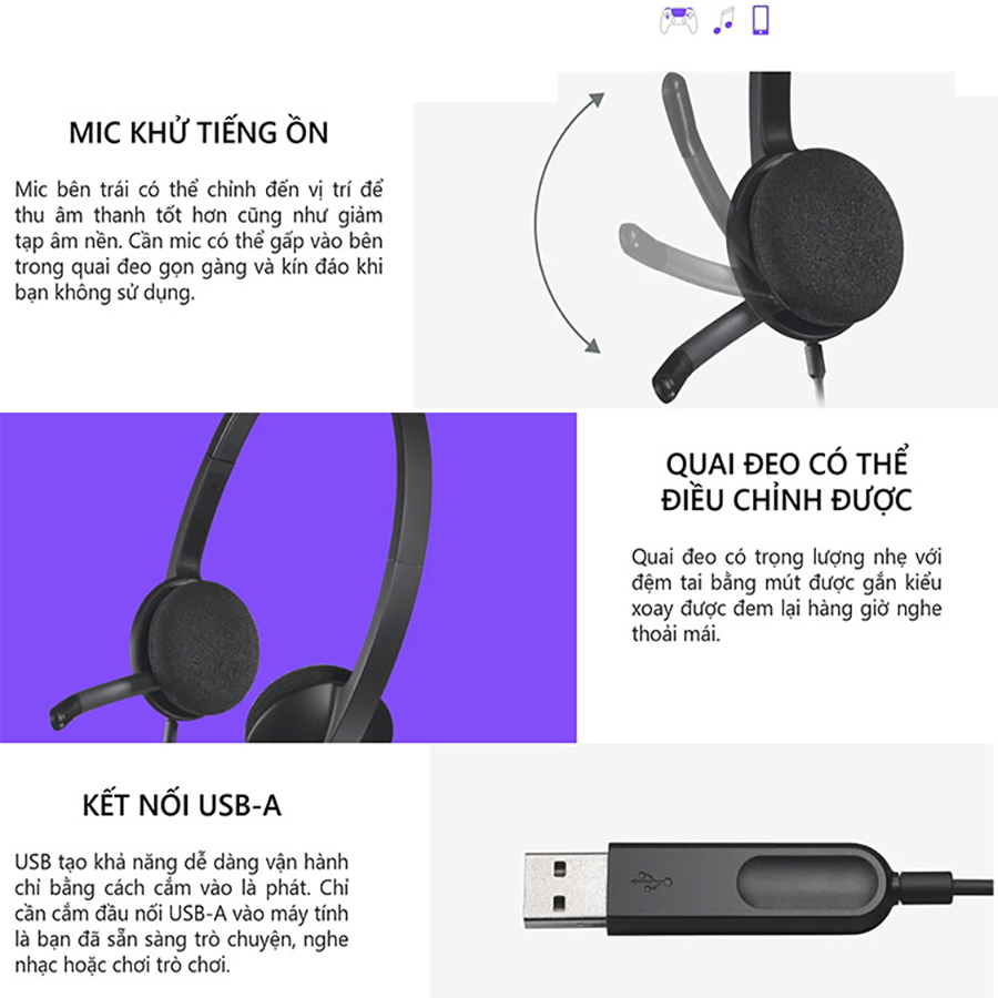 Tai nghe có dây Logitech H340 - Hàng chính hãng