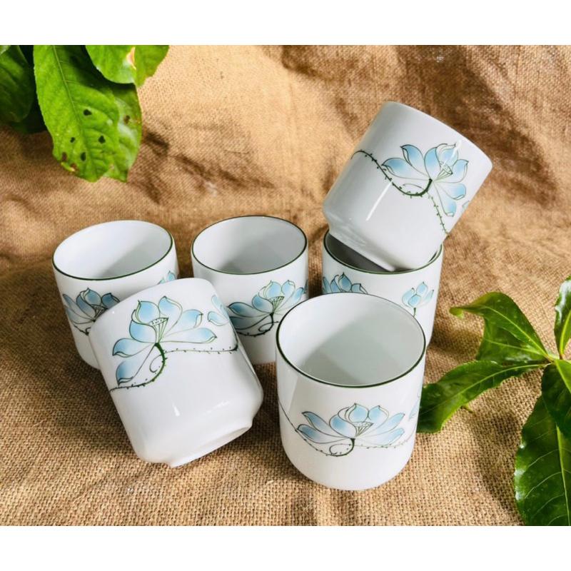 Set 6 ly dung tích 180ml. Gốm sứ Bát Tràng.