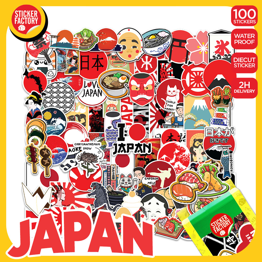 Japan Nhật Bản - Set 100 sticker decal hình dán nón bảo hiểm, laptop, xe máy, ô tô  STICKER FACTORY