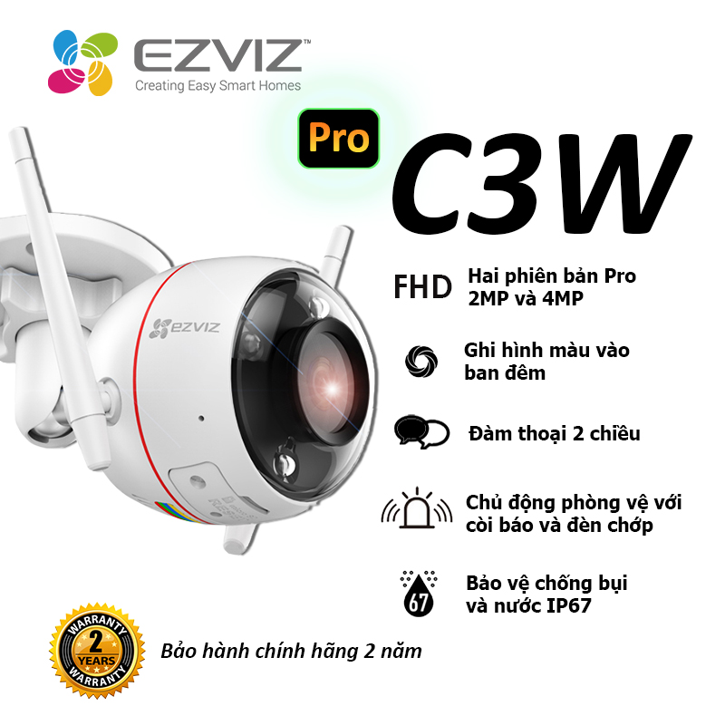 Combo Camera Wi-fi Trong Nhà EZVIZ C3W-PRO 2MP4MP Kèm Thẻ Nhớ  32GB64GB - Hàng Chính Hãng - C3W-PRO 2MP