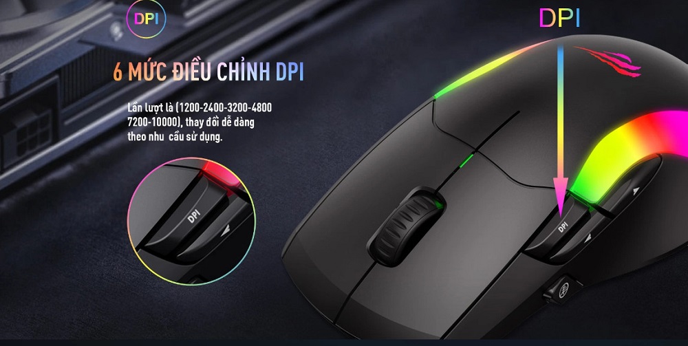 Chuột Gaming Havit MS959W RGB Dual Mode - Hàng Chính Hãng