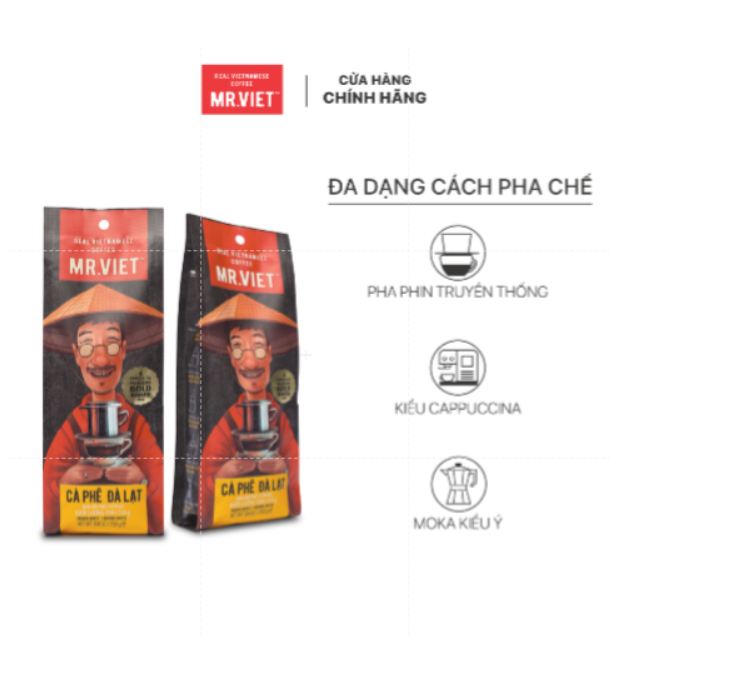 Cà Phê Đà Lạt - Cà Phê Rang Xay Mr Viet Túi 250g