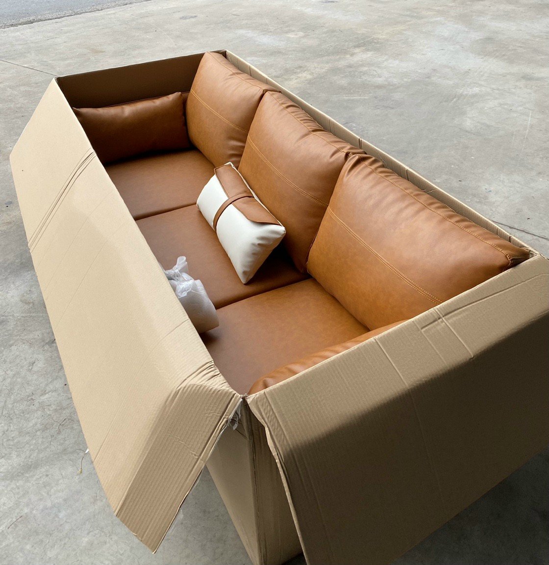 Sofa da xuất khẩu Juno sofa màu cam đất 200 x 85 x 85cm