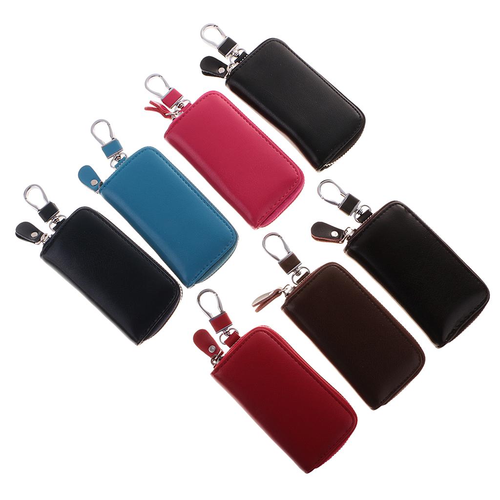 Genuine Leather Car Key Holder Keychain Case Bag Hook Pouch
