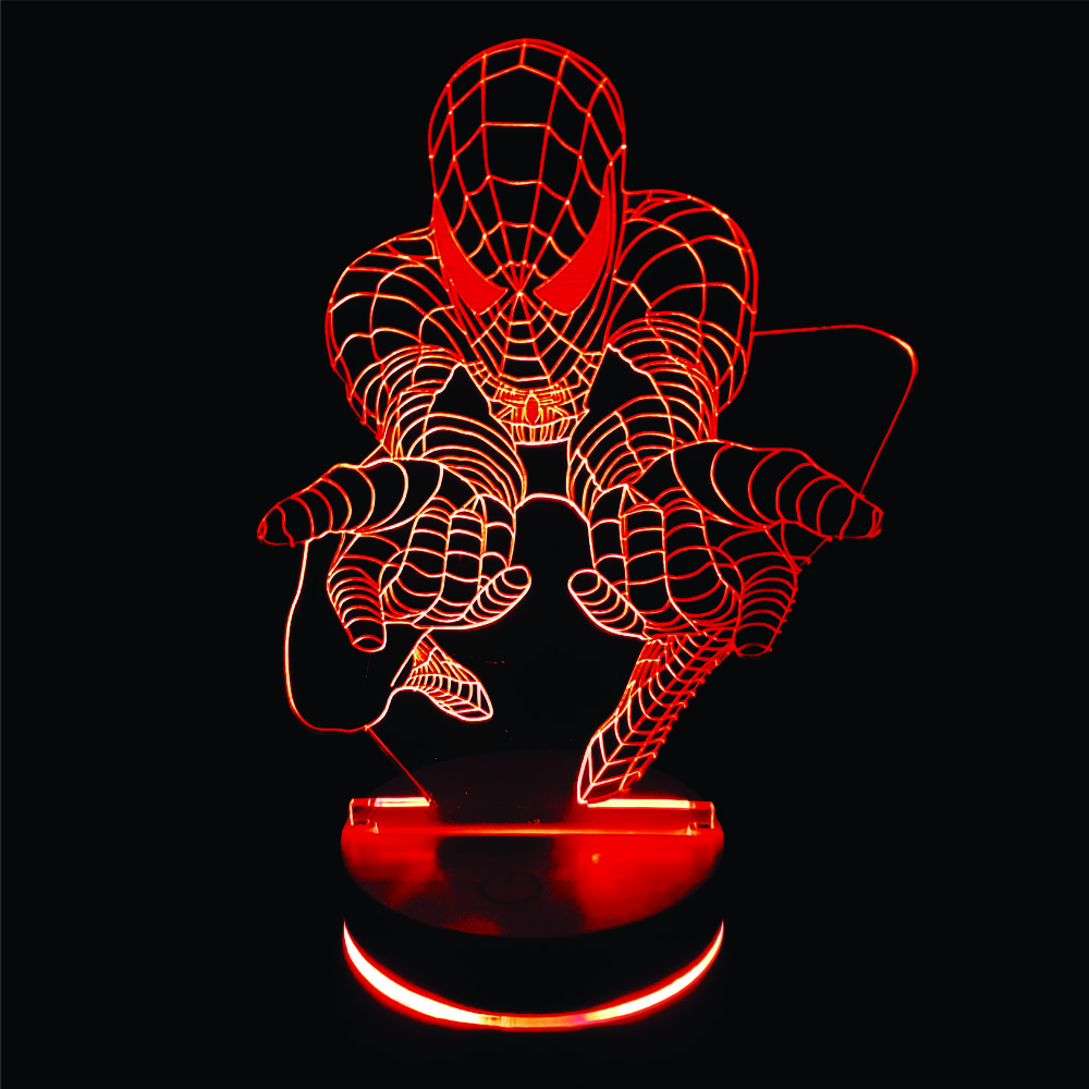 Spider man, người nhện, Đèn 3D led, Đèn ngủ thay đổi 16 màu