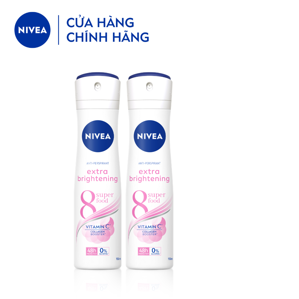 Bộ 2 Xịt Ngăn Mùi NIVEA Sáng Mịn Tối Ưu | Giảm Thâm Sạm | Vitamin C (150 Ml) - 82967