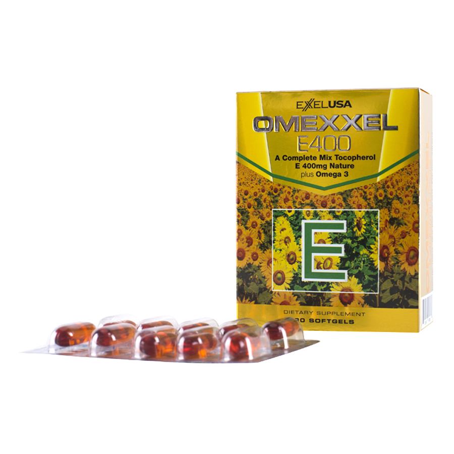 Thực Phẩm Chức Năng Viên Uống Bổ Sung Vitamin E Giúp Đẹp Da, Chống Lão Hóa, Hỗ Trợ Tim Mạch Omexxel E400 (30 Viên / Hộp)