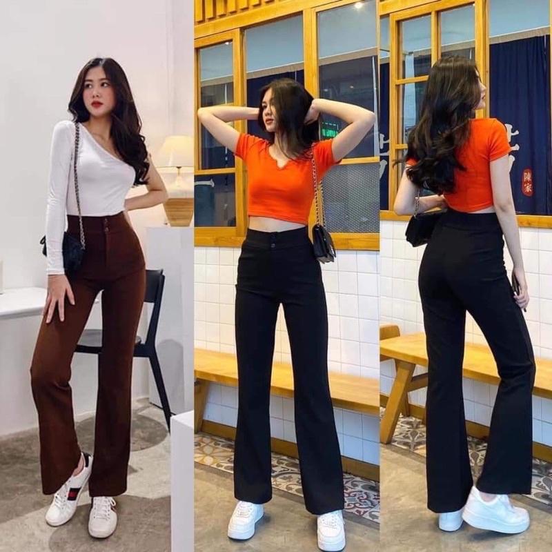 Quần nữ️Quần loe 2 cúc nâu đen siêu hót️Elisa Fashion️