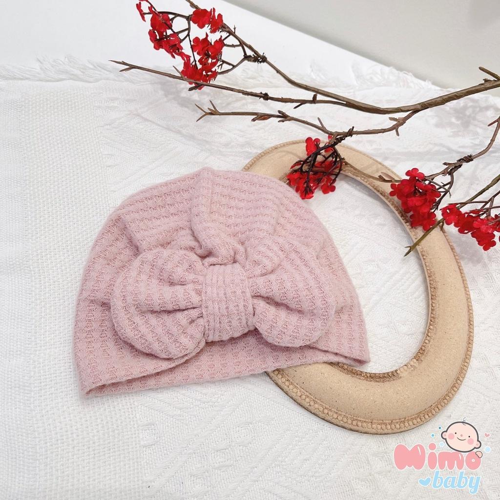 Mũ nón turban nơ hồng đáng yêu cho bé 5-10kg Mimo Baby MTB69