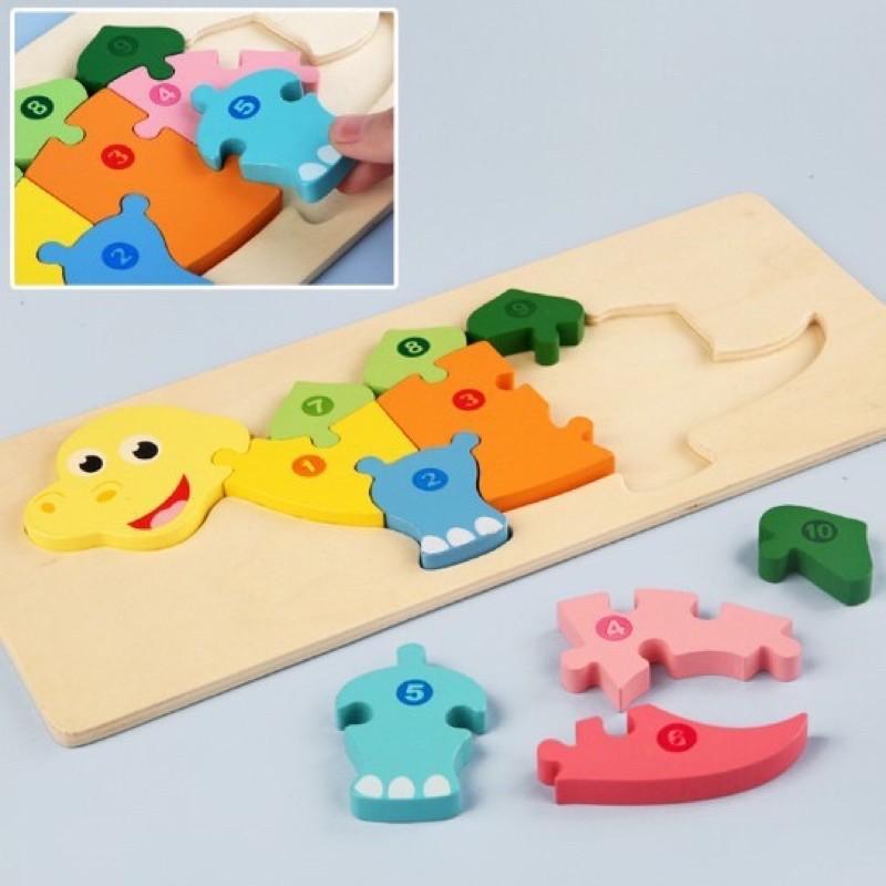 Tranh ghép gỗ con vật nối số từ 1 - 10 cho bé