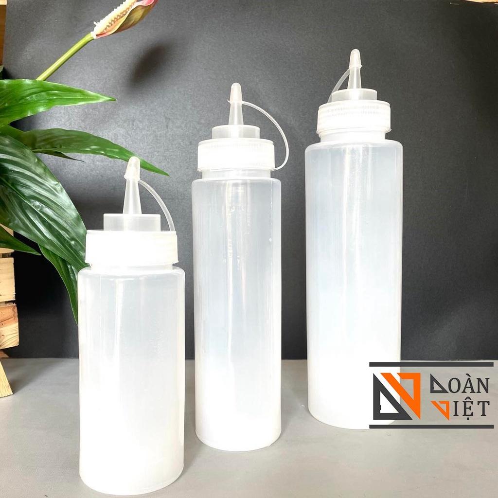 Bình chai đựng sốt - đựng tương- nước đường - sữa đặc . Nhựa dày , dung tích 500ml, 750ml, 1000ml (không vạch)