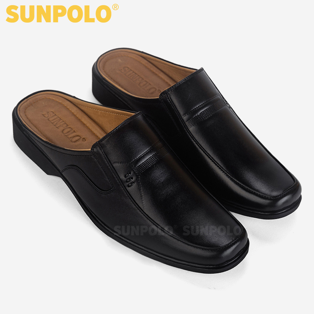 Giày Sapo Bít Mũi Nam Da Bò Cao Cấp SUNPOLO SPO001 (Đen)