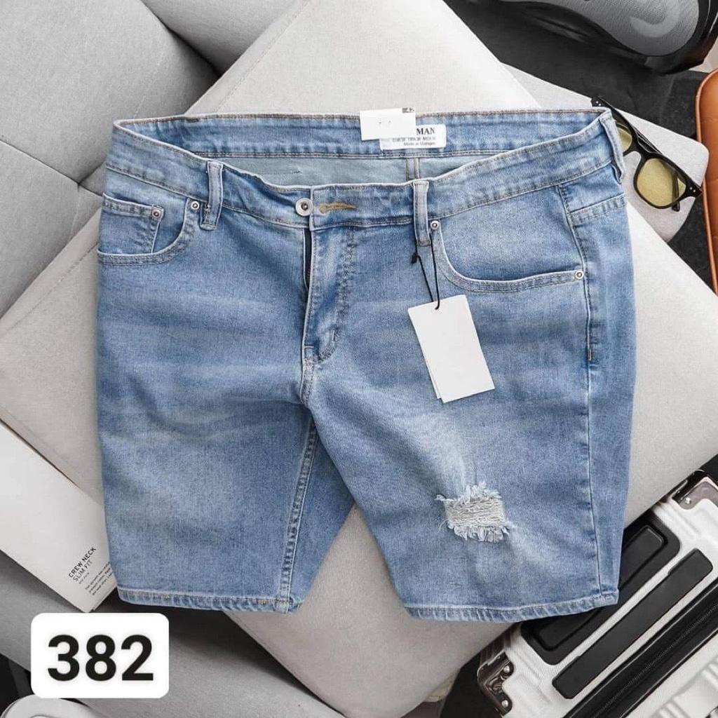 Quần short jean nam big size tới 135kg tông xanh thời trang mã 382 384