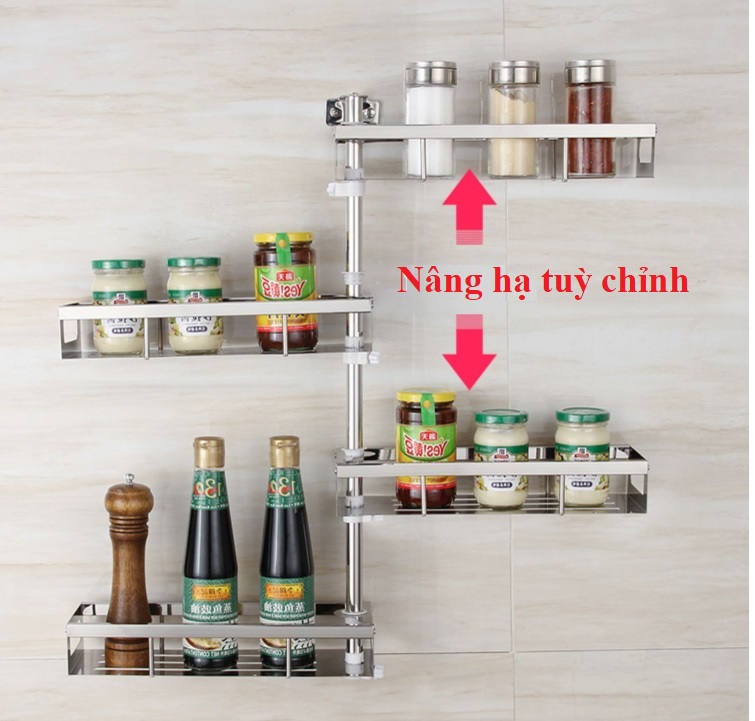 Giá Kệ INOX SUS304 Thiết Kế 3 Tầng Xoay 180 Độ lắp đặt Dán Tường hoặc Khoan - OENON