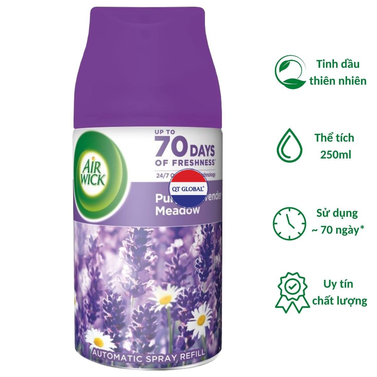 Bình xịt thơm phòng Air Wick Purple Lavender Meadow 250ml QT016838 - hoa oải hương