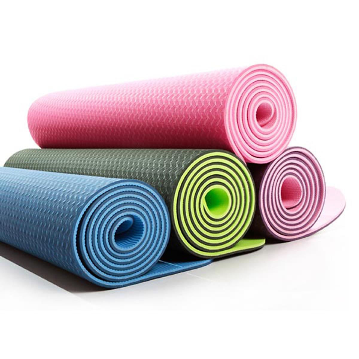 Thảm Yoga 2 Mặt Cao Cấp (173cm x 61cm x 6mm) tặng kem 1 khăn gội đầu hàn quốc ( giao màu ngẫu nhiên )