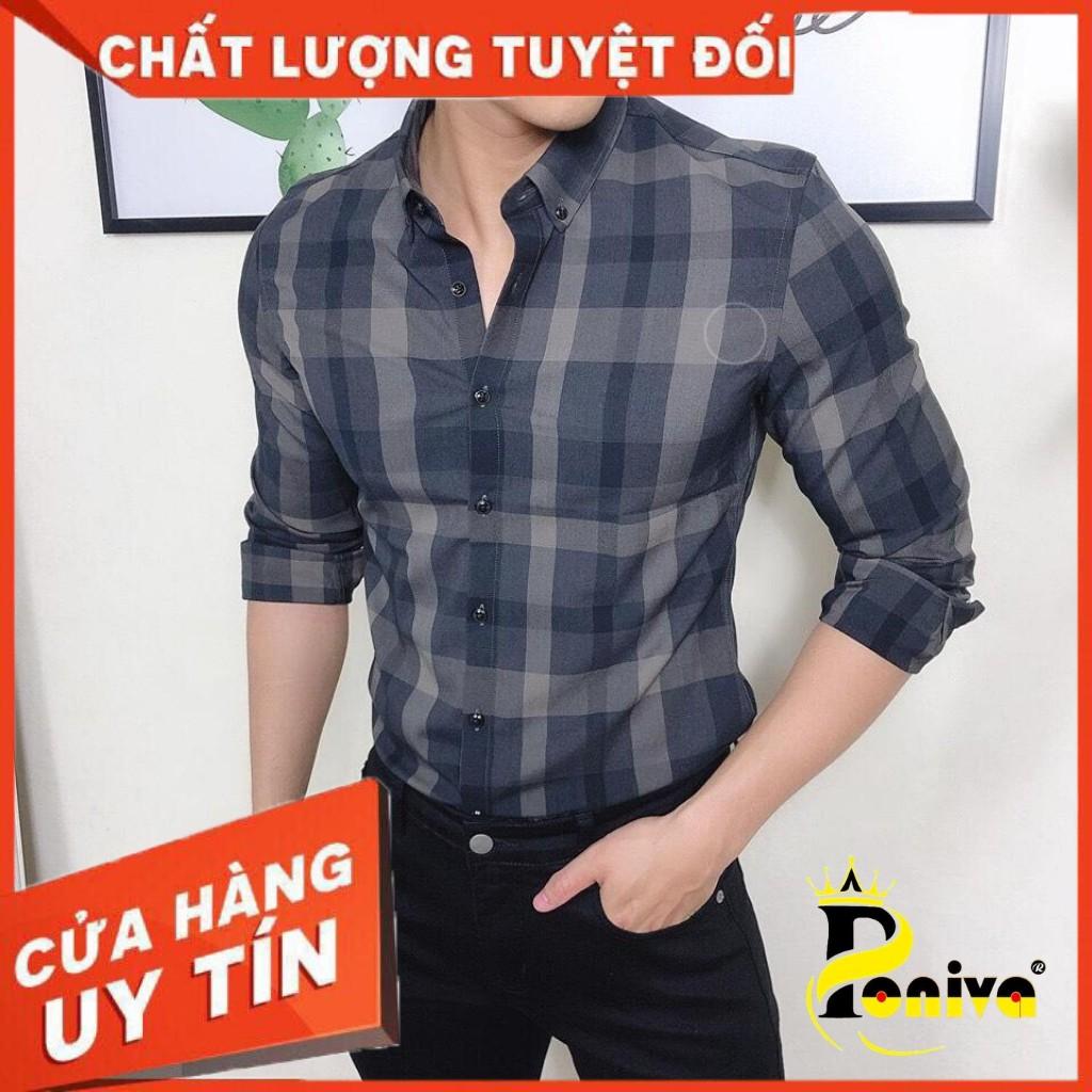 Áo Sơ Mi Nam Dài Tay Phối Caro Okii PONIVA