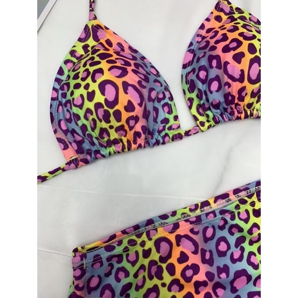Bikini 3 mảnh tam giác đồ bơi đi biển họa tiết da báo 7màu