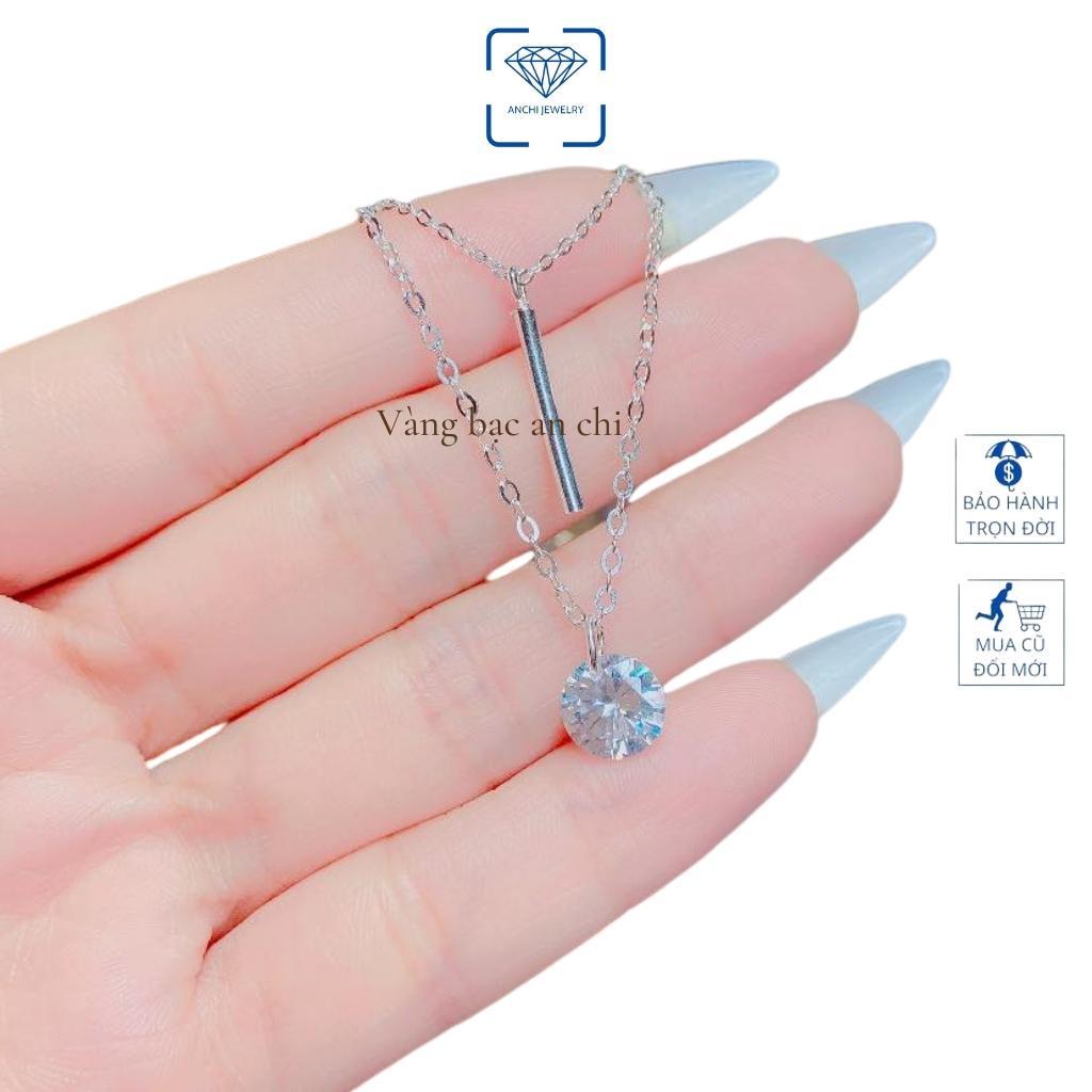 Vòng cổ 2 tầng( 2 lớp, 2 dây, 2 mặt), vòng cổ kép bạc mạ vàng, trang sức bạc Anchi jewelry