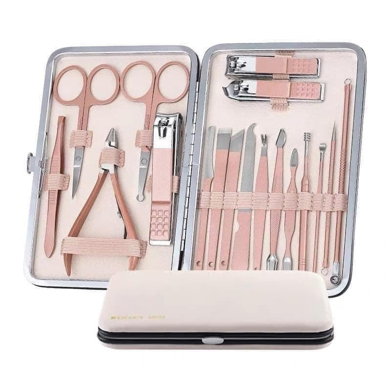 DỤNG CỤ LÀM NAIL - BỘ CẮT TỈA MÓNG TAY, CHÂN 18 MÓN GỒM BẤM MÓNG, KÌM CẮT, KÉO, NHÍP, NGOÁY TAI,... BẰNG THÉP KHÔNG GỈ