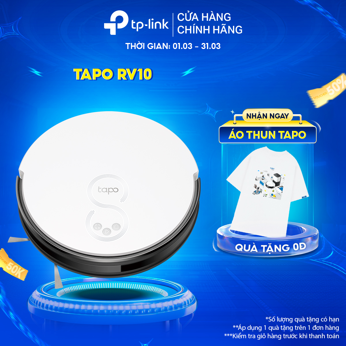 Robot Hút Bụi Và Lau Nhà TP-Link Tapo RV10 - Hàng Chính Hãng