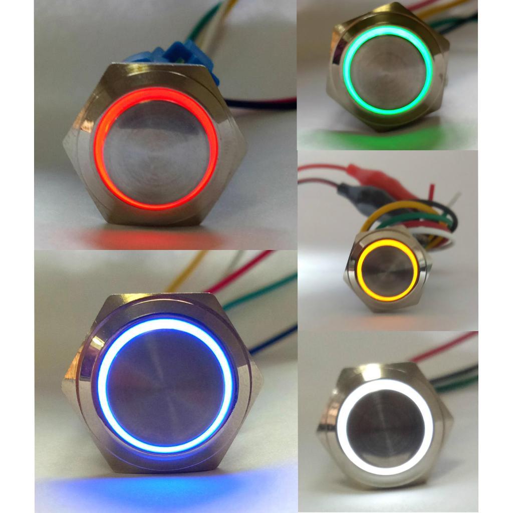 16mm 3-6V 5A Metal Car Push Button Switch With LED Self-Locking