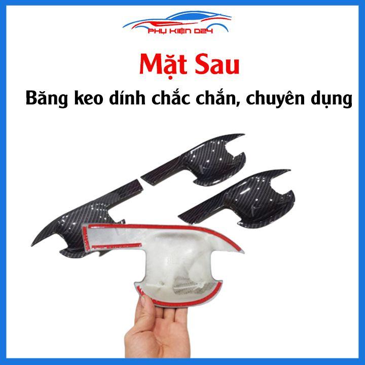 Ốp tay hõm Everest 2016-2017-2018-2019-2020 vân cacbon, nhựa đen, mạ crom bảo vệ cửa chống trầy xước