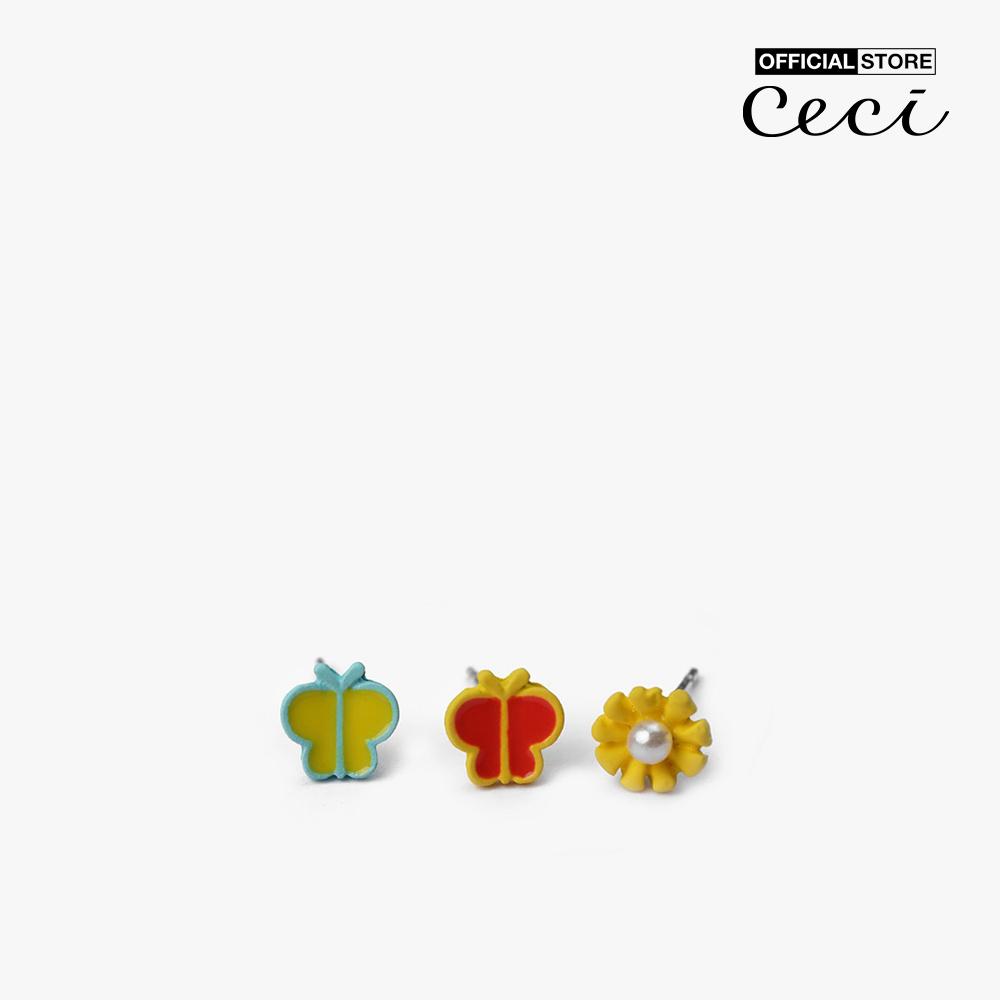 CECI - Set 3 cặp khuyên tai chốt xỏ phối màu trẻ trung CC1-05000052