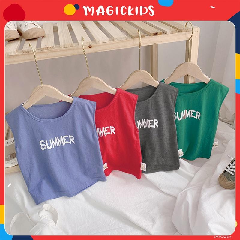 Áo thun ba lỗ sát nách bé trai 1 2 3 4 5 6 7 tuổi cotton mềm mại co giãn thêu summer Quần áo trẻ em mùa hè AO22008