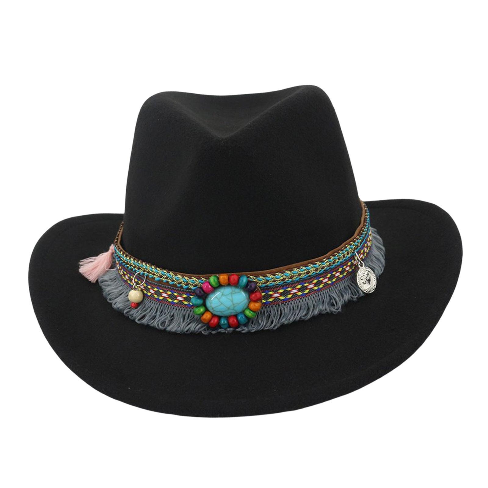 Casual Unisex Adult Cowboy Hat Fedoras Caps Sun Hat Jazz Top Hat Costume for Beach