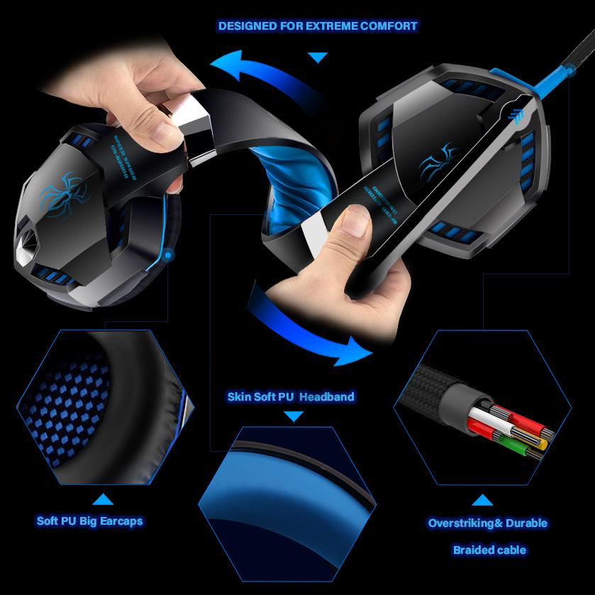 Game Thủ Chuyên Nghiệp Tai Nghe LED Stereo Tai Nghe Chơi Game Cho PS5 PS4 FiFa 21 Xbox One PC Với Tiếng Ồn-Loại Bỏ micro