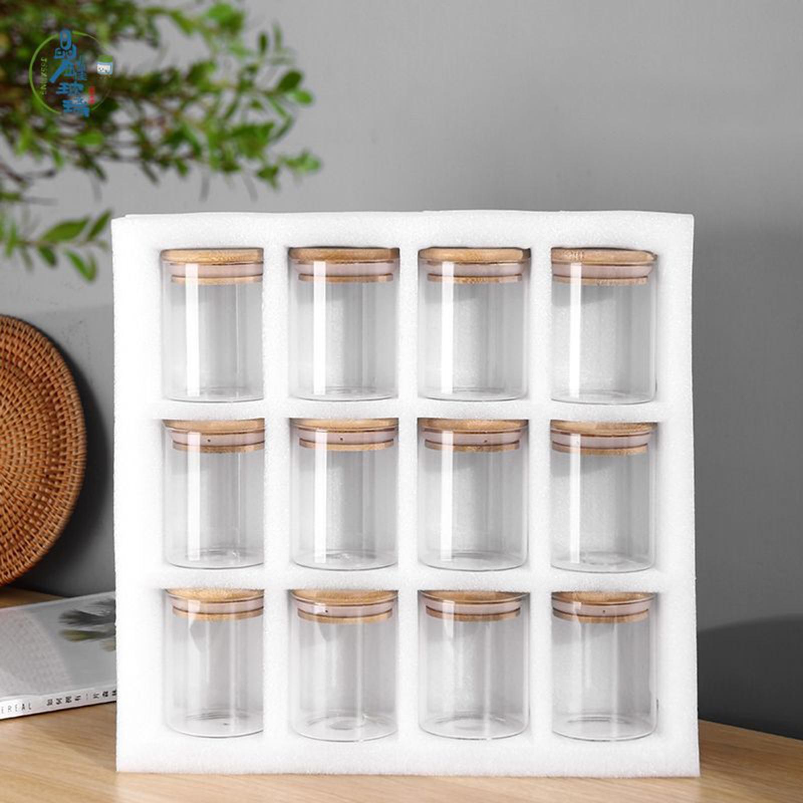 12Pcs Storage Jar with Bamboo Lid Organizer Food Storage Jar for Candy