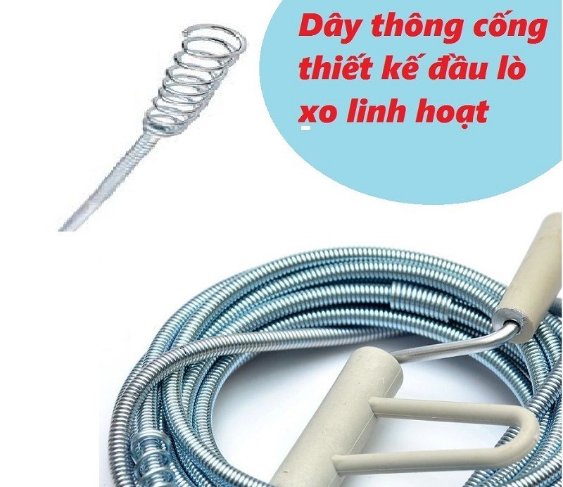 Mua dây thông tắc ống, cống 7m tặng bột thông cống