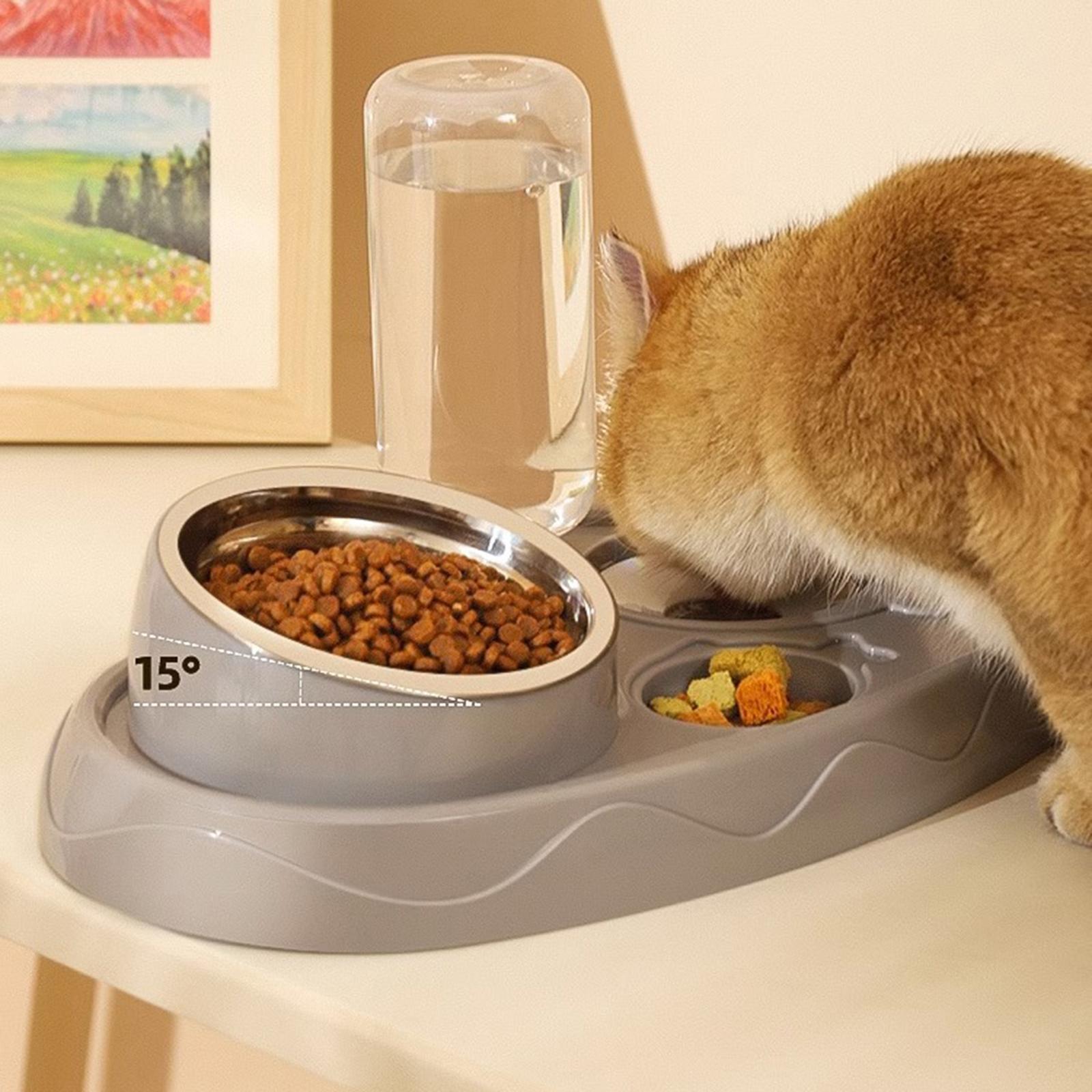 3 in 1 Cat Bowl Set Pet Feeder Durable with Automatic Water Dispenser Pet Feeding Bowls Dishes for Pets Accessories Feeding