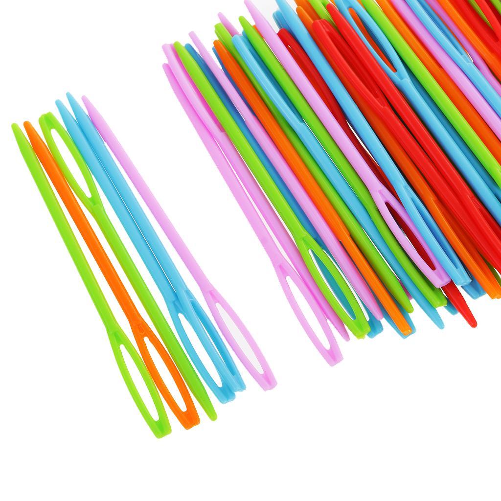 3x 100pcs 7cm Multicolor Plastic Sewing Threading Darning Needles Cross Stitch