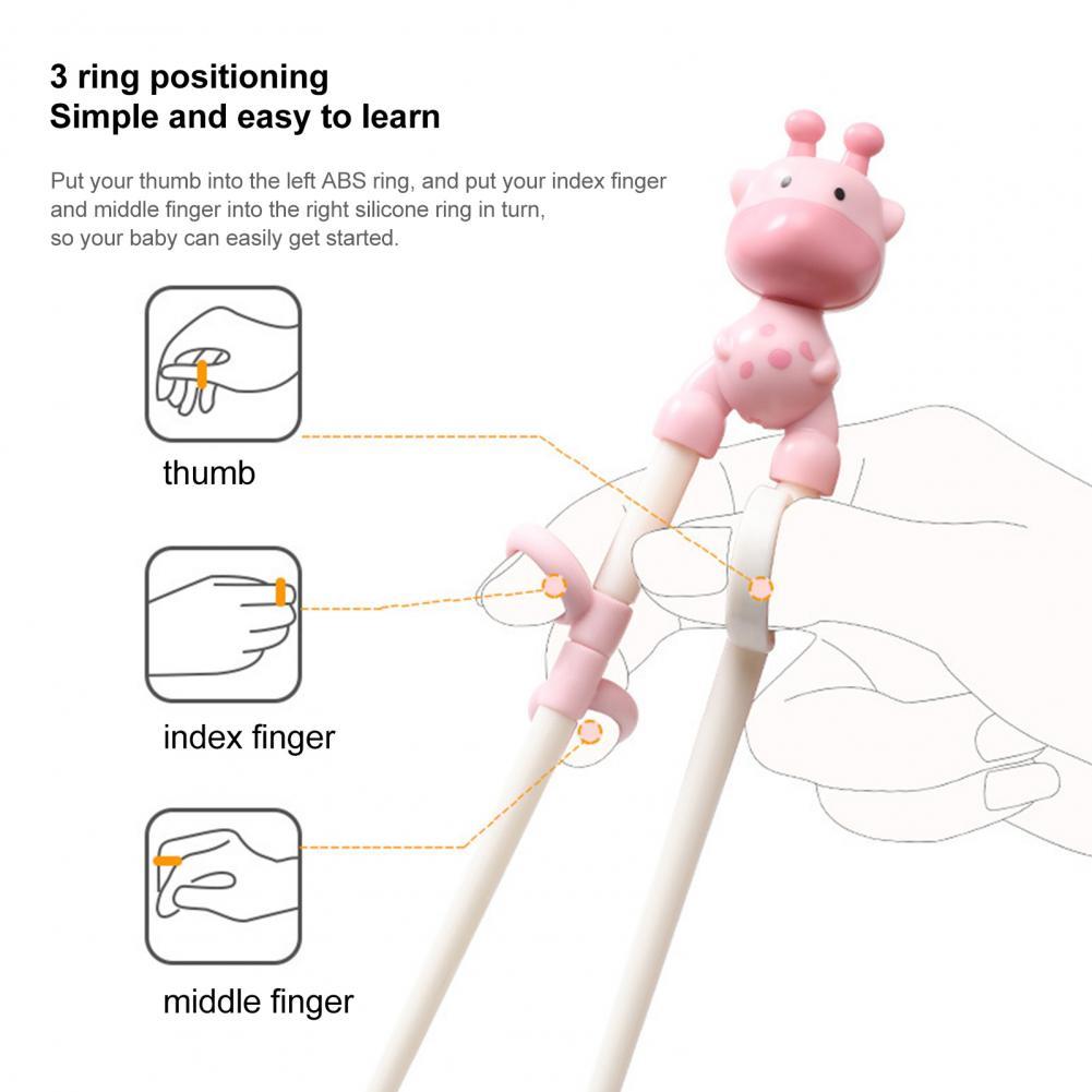 4 Cái/bộ Trẻ Em Bộ Đồ Ăn Hình Hoạt Hình Hươu Chống Bỏng Nước Thép Không Gỉ ABS Muỗng Nĩa Đũa Tập Ăn