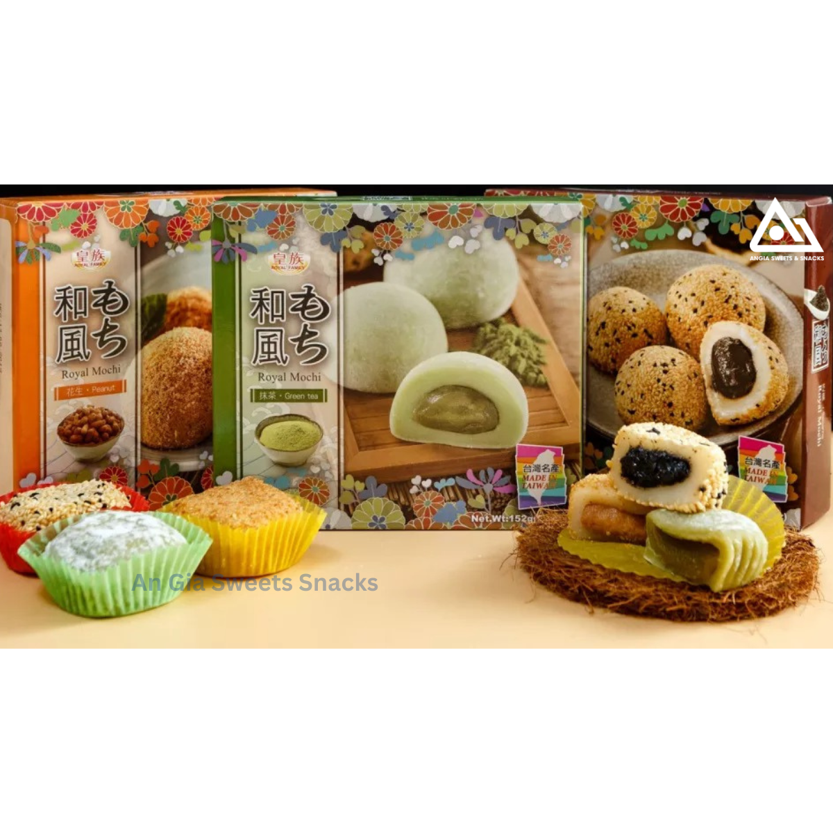 Bánh Mochi 152g Royal Family ( Hộp 4 bánh) nhập khẩu Đài Loan An Gia Sweets Snacks
