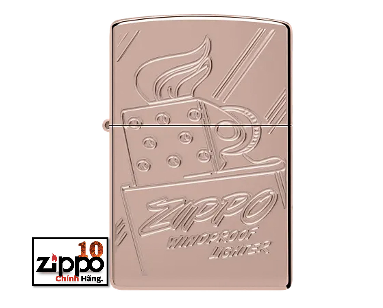 Bât lửa Zippo 48768 Script Logo Collectible Armor Rose Gold - Chính hãng 100%